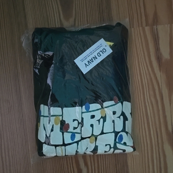 Old Navy Black Merry Vibes Top with Plaid Pajama Pants - Picture 3 of 3